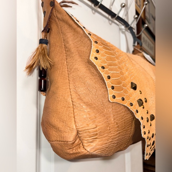 NWT Caterina Lucchi Large Studded Leather Hobo - Moro/Beige - Italy - Picture 2 of 16